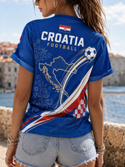 Frauen-Fußballspiel in Kroatien – Motivations- und Jubel-Element-Kunstdruck-T-Shirt