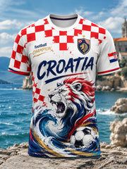 Herren-T-Shirt mit Kunstdruck – Anfeuerungselement zum kroatischen Fußballspiel