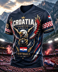 Herren-T-Shirt mit Kunstdruck – Anfeuerungselement zum kroatischen Fußballspiel