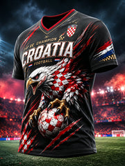 Herren-T-Shirt mit Kunstdruck – Anfeuerungselement zum kroatischen Fußballspiel
