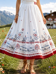 Damen-Midirock mit Blumenprint und Motiven österreichischer Naturlandschaften