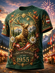Herren-Art-Print-T-Shirt zur Erinnerung an den österreichischen Nationalfeiertag