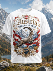 Herren-Art-Print-T-Shirt zur Erinnerung an den österreichischen Nationalfeiertag