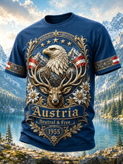 Herren-Art-Print-T-Shirt zur Erinnerung an den österreichischen Nationalfeiertag