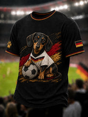 Herren-T-Shirt mit Dackel- und Fußball-Print