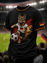 Herren-T-Shirt mit Deutscher Schäferhund- und Fußball-Print