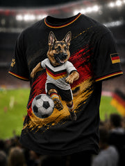 Herren-T-Shirt mit Deutscher Schäferhund- und Fußball-Print