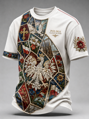 Polen-T-Shirt für Herren mit kurzen Ärmeln