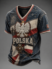 Herren-T-Shirt mit V-Ausschnitt aus Polen