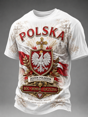 Polen-T-Shirt für Herren mit kurzen Ärmeln