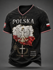 Herren-T-Shirt mit V-Ausschnitt aus Polen