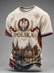 Polen-T-Shirt für Herren mit kurzen Ärmeln
