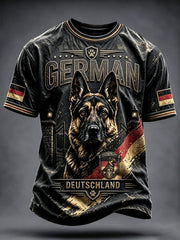 Herren-Casual-T-Shirt mit schwarzem Deutscher-Schäferhund-Print