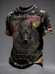 Herren-Casual-T-Shirt mit schwarzem deutschen Flaggenhund-Print