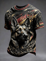Herren-T-Shirt mit lässigem Retro-Print der deutschen Flagge für Hunde
