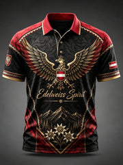 Herren-Poloshirt mit Kunstdruck und kulturellem Motiv der österreichischen Naturlandschaft