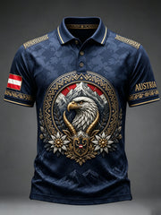 Herren-Poloshirt mit Kunstdruck und kulturellem Motiv der österreichischen Naturlandschaft