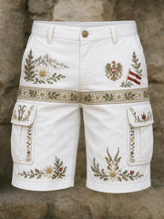 Herren-Shorts mit Kunstdruck von österreichischer Naturlandschaft und kulturellen Elementen