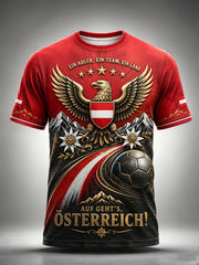 Herren-T-Shirt mit Kunstdruck zum Anfeuern bei österreichischen Fußballspielen