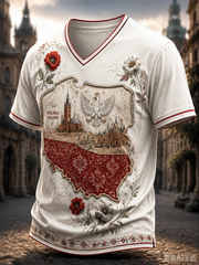 Herren-T-Shirt mit V-Ausschnitt aus Polen