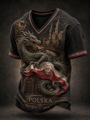 Herren-T-Shirt mit V-Ausschnitt aus Polen