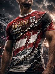 Herren-T-Shirt mit Kunstdruck zum Anfeuern bei österreichischen Fußballspielen