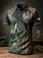 Herren-Poloshirt mit Kunstdruck zum österreichischen Natur- und Kulturerbe