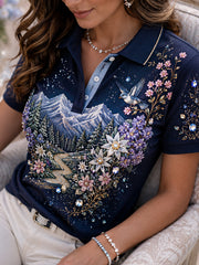 Damen-Polo mit Kunstdruck des österreichischen Natur- und Kulturelements