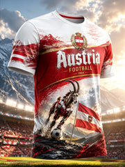 Herren-T-Shirt mit Kunstdruck zum Anfeuern bei österreichischen Fußballspielen