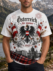 Herren-Art-Print-T-Shirt zur Erinnerung an den österreichischen Nationalfeiertag