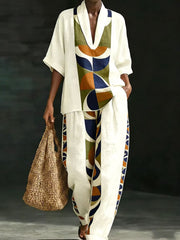 Afrikanisches Kunst-Set aus Baumwolle und Leinen für Damen