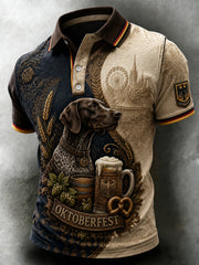 Retro-Deutsches Oktoberfest-Hund-Casual-Polo-Shirt