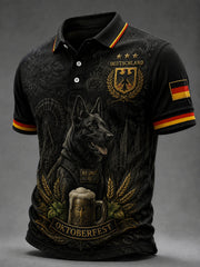 Retro Poloshirt für deutsche Bierliebhaber und Polizeihunde, lässiger Stil