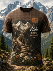 Herren-Art-Print-Casual-T-Shirt mit österreichischem Outdoor-Wandermotiv