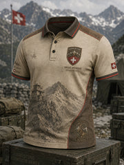Herren-Poloshirt mit kurzen Ärmeln und militärischem Camouflage-Print