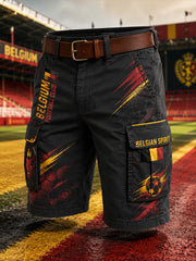 Herren-Cargo-Kurzhose mit Fußballmotiv-Print