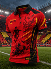 Herren-Poloshirt mit Raglanärmeln und Fußballmotiv-Print