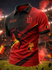 Kurzarm-Polos hirt für Männer mit dynamischem Fußball-Themen druck
