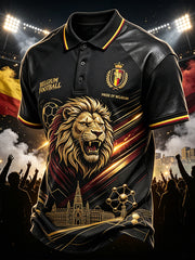 Kurzärmliges Polos hirt für Männer mit Fußball-Löwen-Print