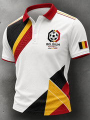 Retro belgischer Fußballfan Kunstdruck Casual Polo Shirt