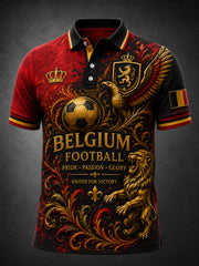 Herren-Poloshirt mit kurzen Ärmeln und Fußball-Print