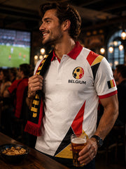 Retro-Belgisches Fußball-Fan‑Art‑Print Lässiges Poloshirt