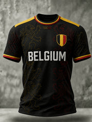 Herren-Fußball-T-Shirt aus Belgien mit kurzen Ärmeln und Rundhalsausschnitt