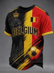 Herren-Fußball-T-Shirt aus Belgien mit kurzen Ärmeln und Rundhalsausschnitt