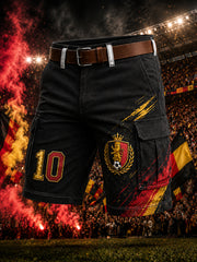 Herren Lion Football Print Kurze Cargo hosen