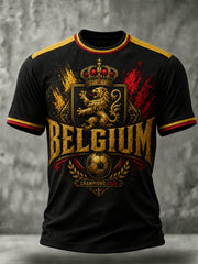 Herren-Fußball-T-Shirt aus Belgien mit kurzen Ärmeln und Rundhalsausschnitt
