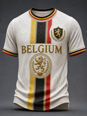 Retro-Belgische Fußball-Fan‑Art‑Print-Lässiges T‑Shirt
