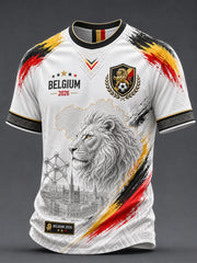 Retro-Belgische Fußball-Fan‑Art‑Print-Lässiges T‑Shirt