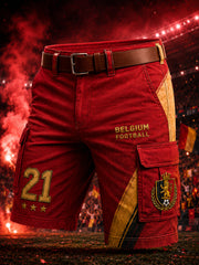 Herren-Shorts mit Löwen-Football-Print und Cargotaschen