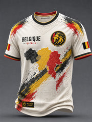 Retro-Belgische Fußball-Fan‑Art‑Print-Lässiges T‑Shirt